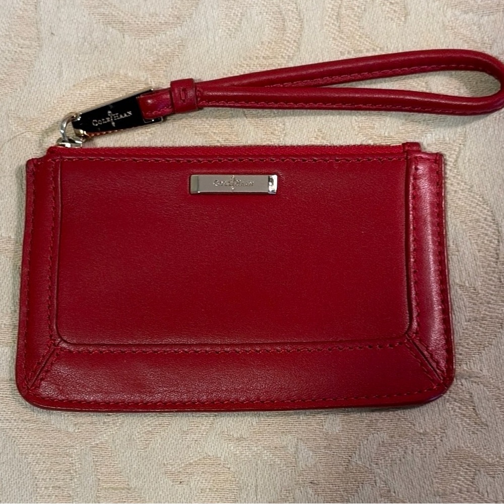 Cole Haan Red Leather Slim Wristlet 3x5